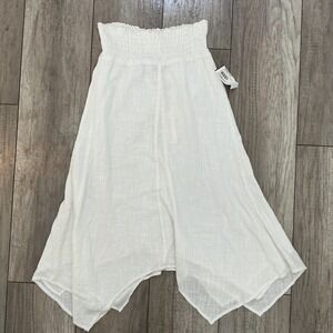 Wearables White Smocked Waist Gauze Skirt SX -‎ Flowy Boho Fairy Midi